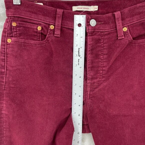 Levi's Premium Wedgie Straight Corduroy Raw Hem Crop Button Fly Jeans - Picture 15 of 16
